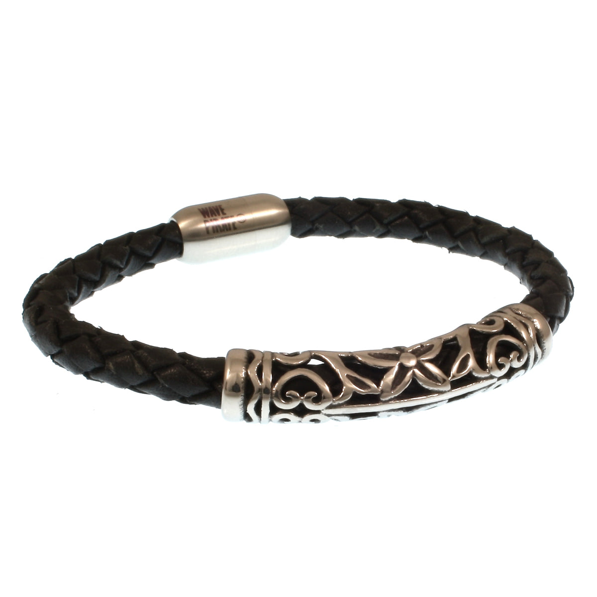 lederarmband-herren-schwarz-sylt-xo-Edelstahlverschluss-vorn-wavepirate-shop-f