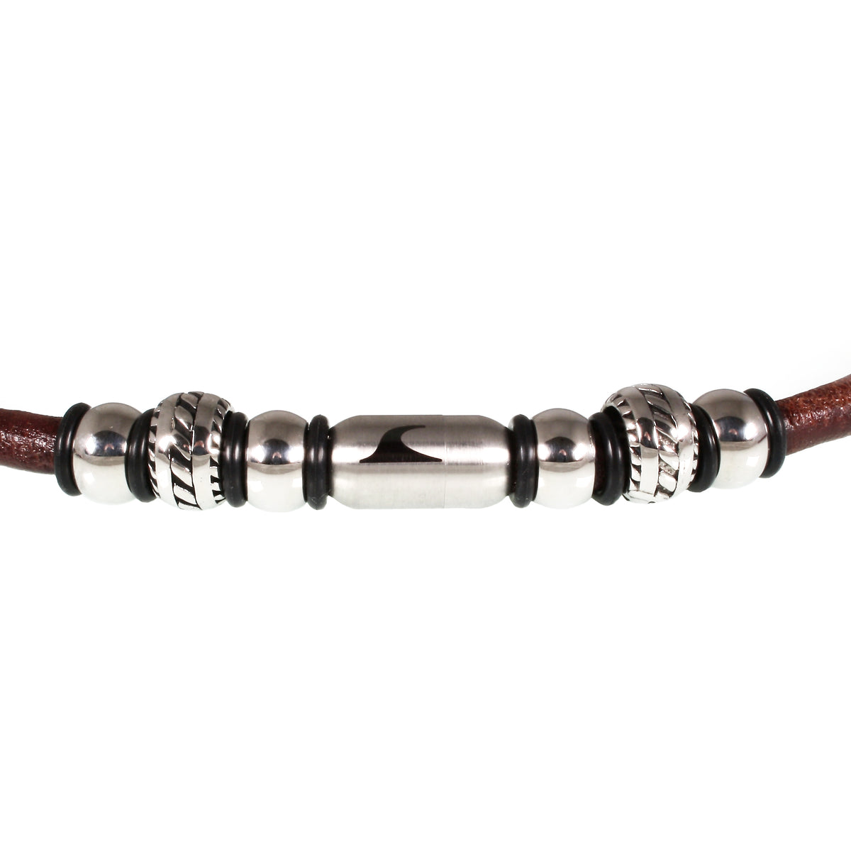 lederhalskette-Herren-braun-silber-steel-riemen-massiv-Edelstahlverschluss-detail-wavepirate-shop-r