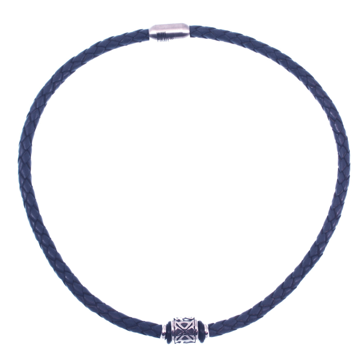lederhalskette-Herren-damen-blau-shine-geflochten-Edelstahlverschluss-vorn-wavepirate-shop-f