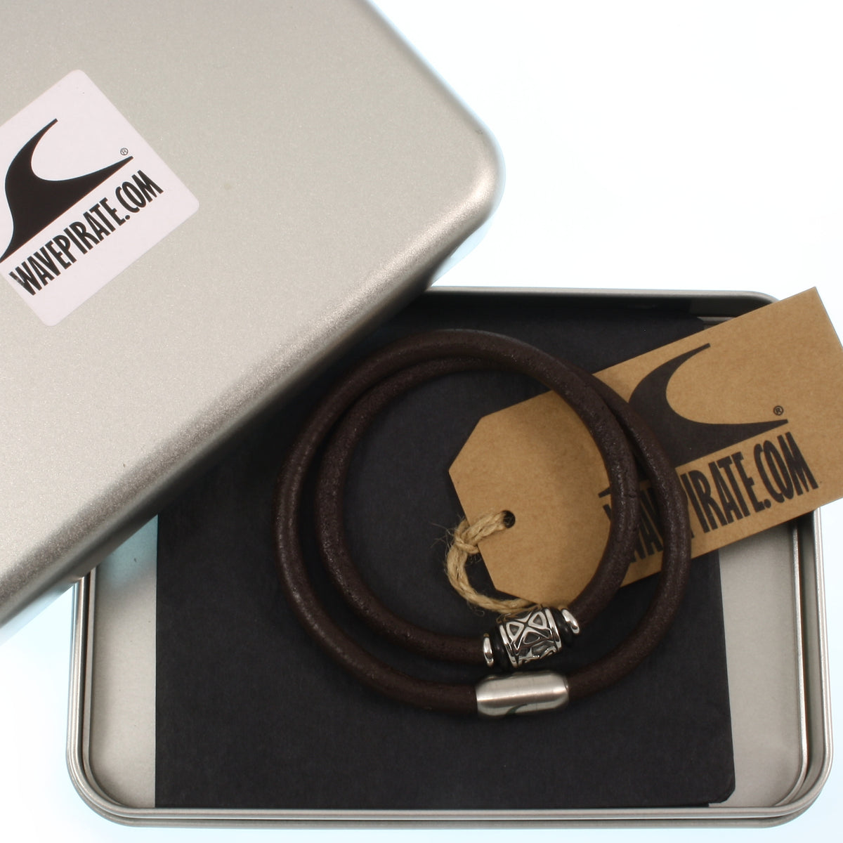 lederhalskette-Herren-damen-braun-dunkelbraun-silber-shine-riemen-massiv-Edelstahlverschluss-geschenkverpackung-wavepirate-shop-r