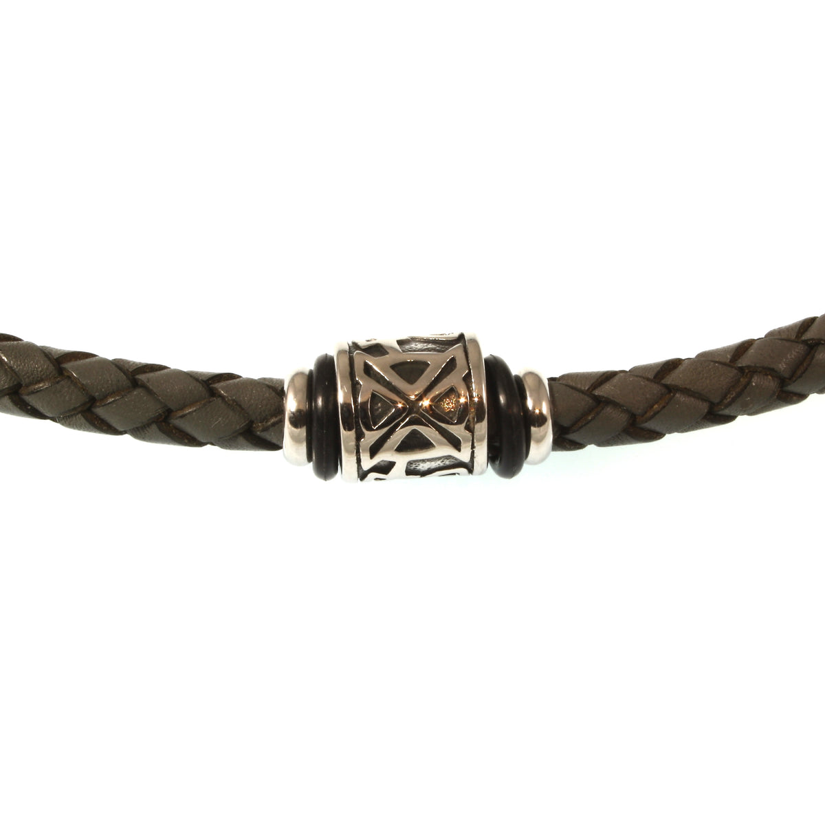 lederhalskette-Herren-damen-grau-shine-silber-geflochten-Edelstahlverschluss-detail-wavepirate-shop-f