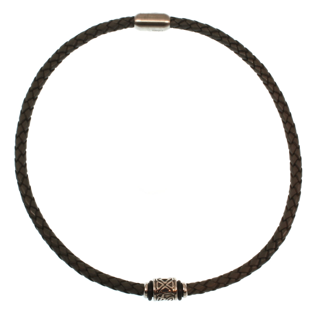 lederhalskette-Herren-damen-grau-shine-silber-geflochten-Edelstahlverschluss-vorn-wavepirate-shop-f