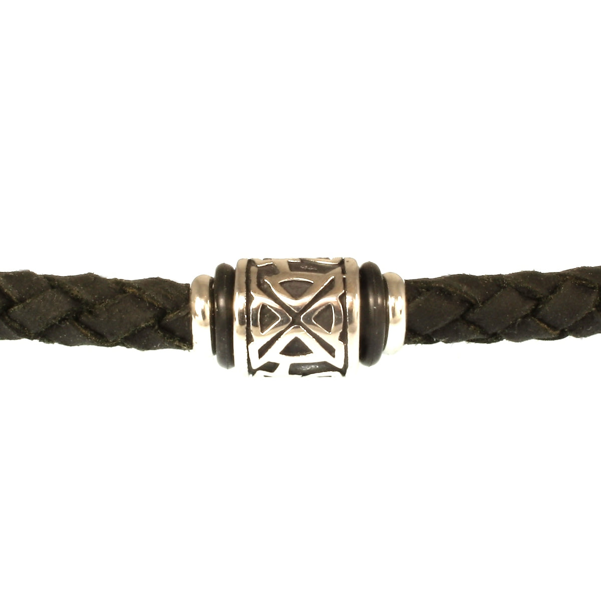 lederhalskette-Herren-damen-schwarz-shine-silber-geflochten-Edelstahlverschluss-detail-wavepirate-shop-v