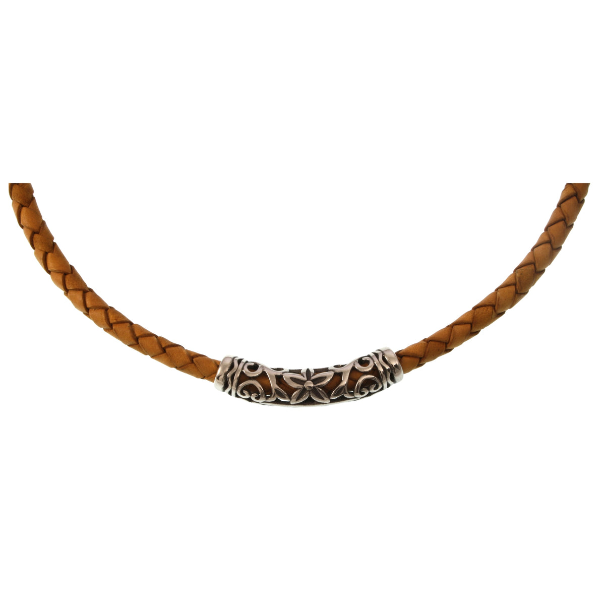 lederhalskette-herren-damen-cognac-silber-xo-geflochten-Edelstahlverschluss-detail-wavepirate-shop-f