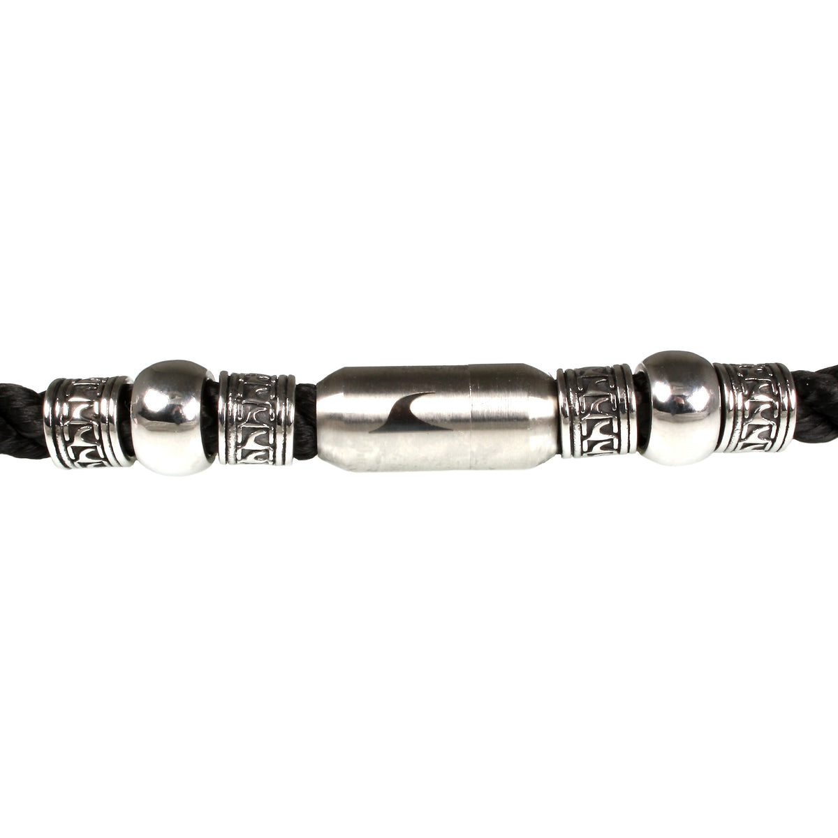 segeltau-halskette-Herren-damen-atoll-schwarz-silber-kordel-geflochten-Edelstahlverschluss-detail-wavepirate-shop-k