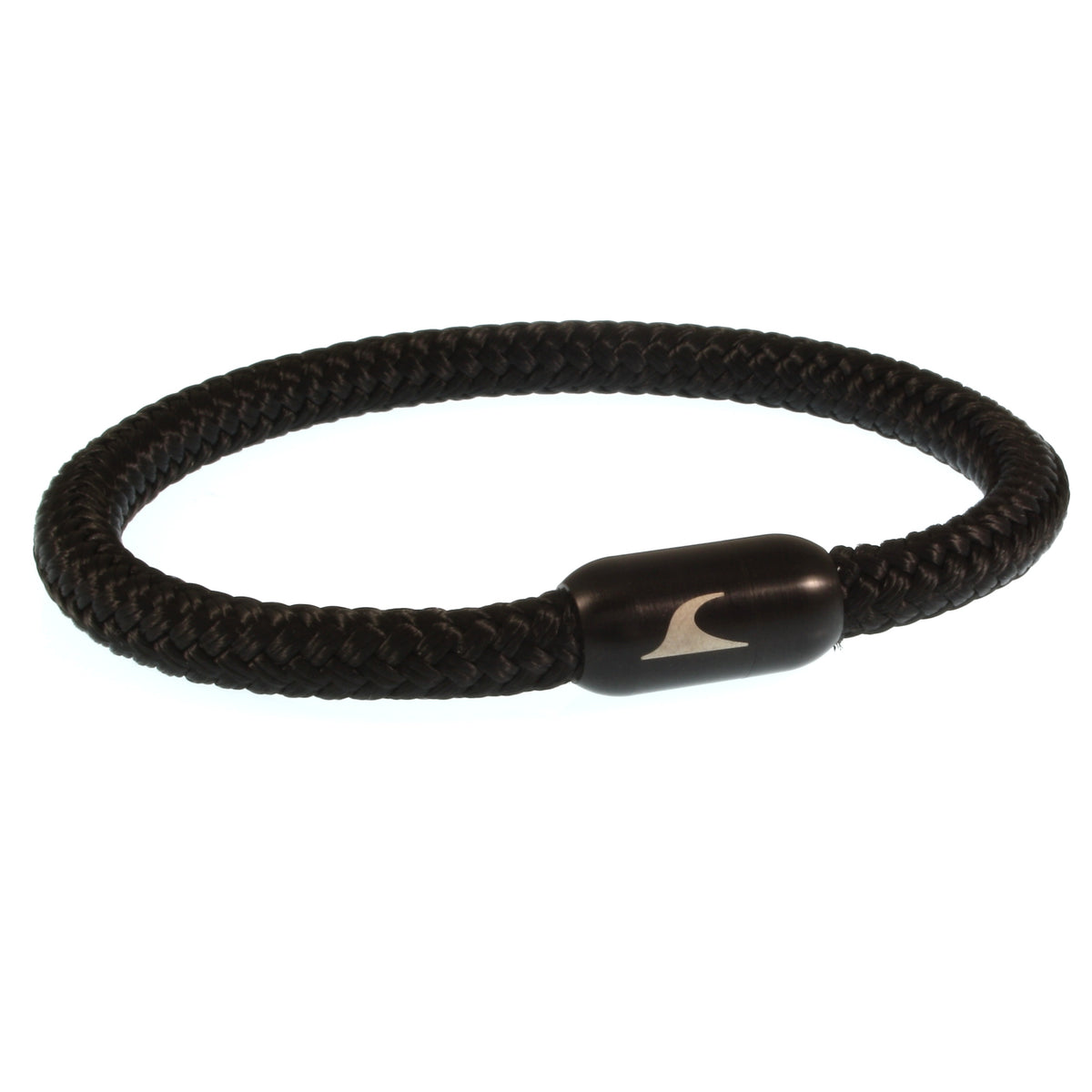 segeltauarmband-herren-damen-schwarz-sylt-geflochten-Edelstahlverschluss-vorn-wavepirate-shop-st
