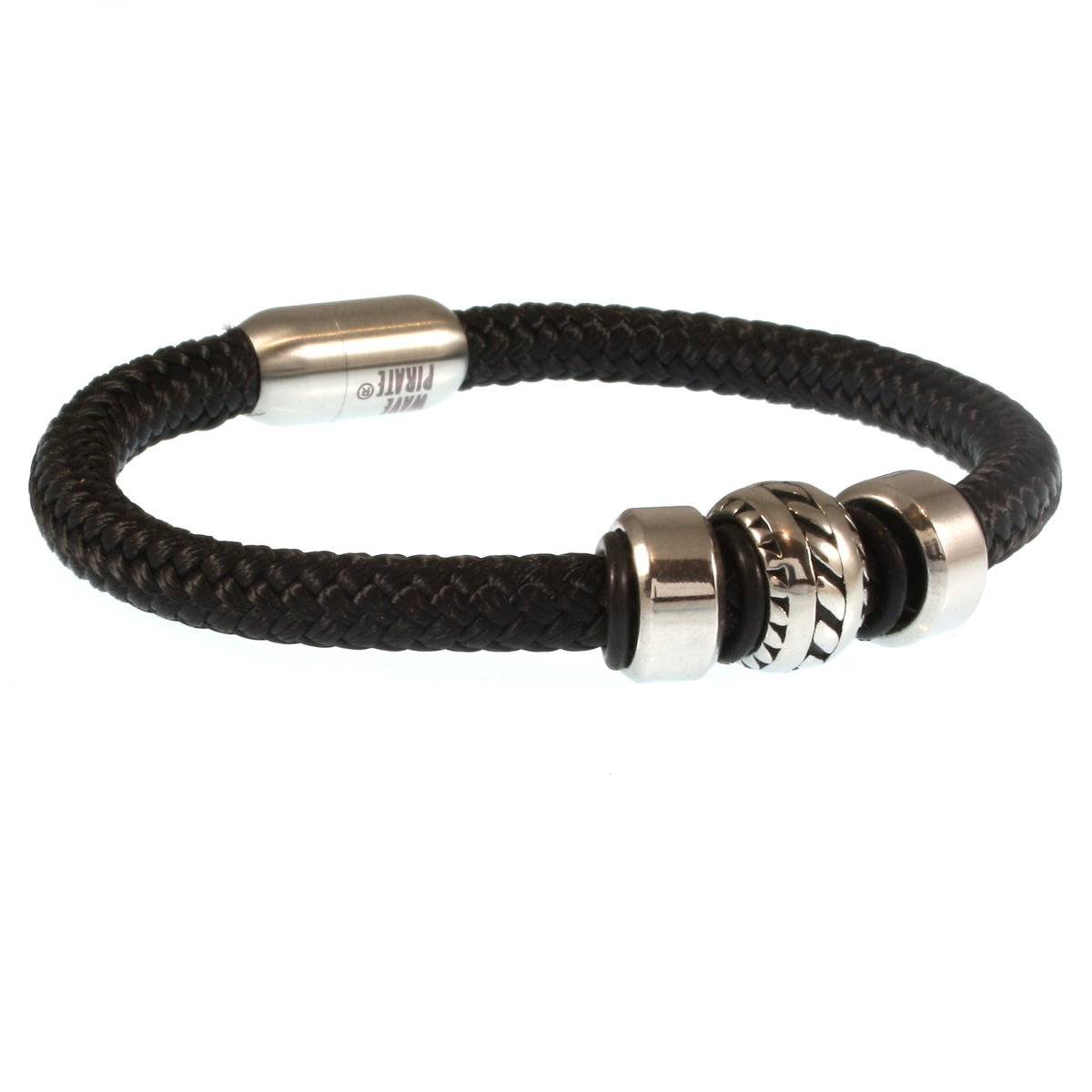 segeltauarmband-herren-schwarz-silber-steel-geflochten-Edelstahlverschluss-vorn-wavepirate-shop-r