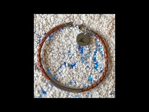 WAVEPIRATE Lederarmband CURVE F Cognac mit Edelstahlkarabinerverschluss und 5 cm Extension