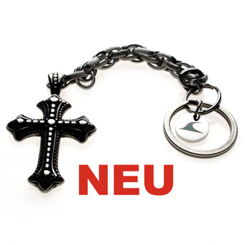 Edelstahlschlüsselanhänger Keychains Herren Damen KREUZ WAVEPIRATE Hamburg handgefertigt