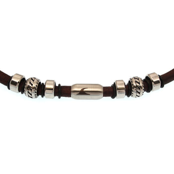 WAVEPIRATE Halsketten STEEL Leder und Segeltau