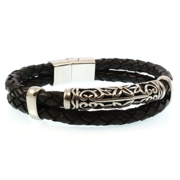 Lederarmband Herren XO mit Edelstahlaccessoires und Edelstahl-Magnetverschluss WAVEPIRATE Hamburg