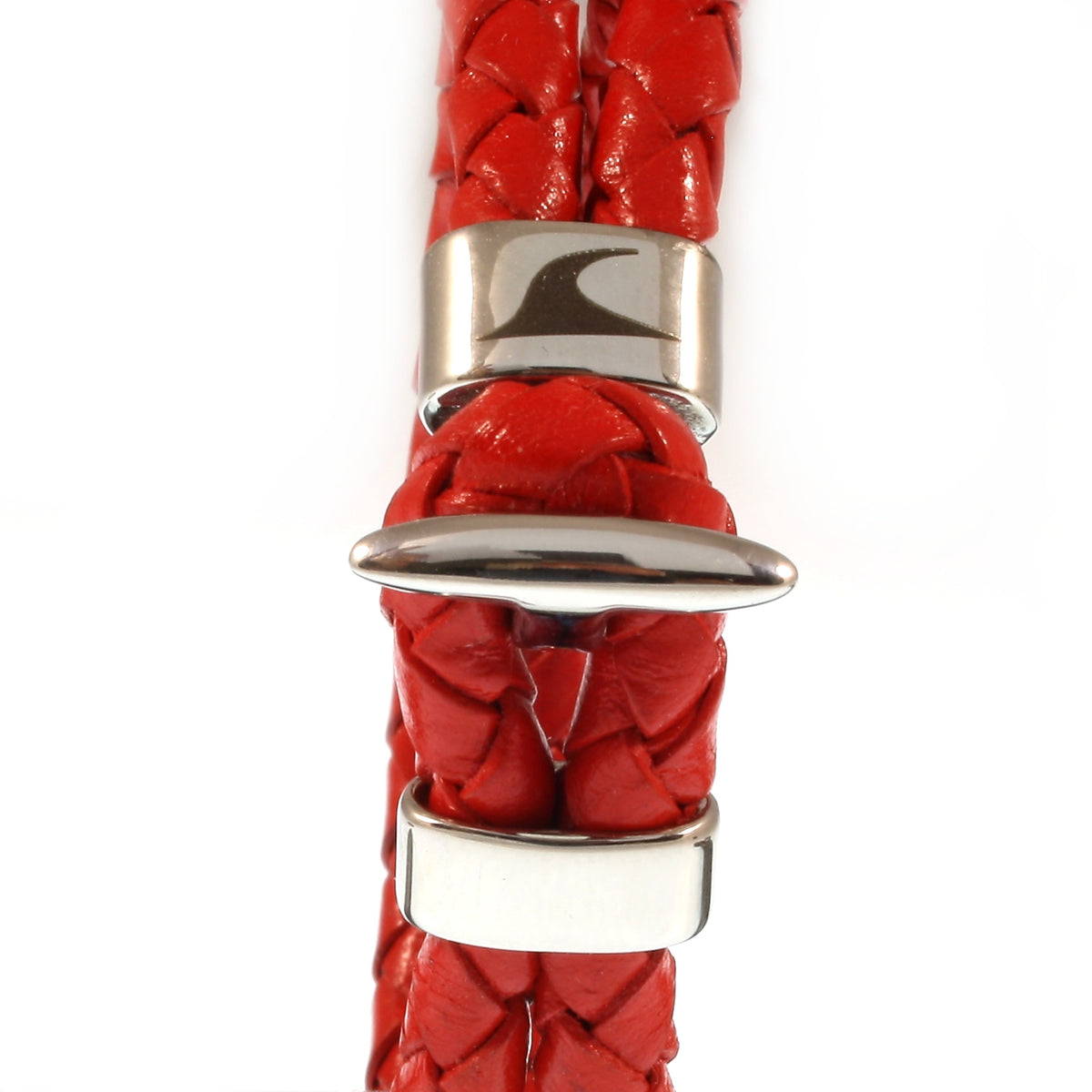 Damen-Leder-Armband-Aruba-rot-geflochten-Edelstahlverschluss-hinten-wavepirate-shop-f