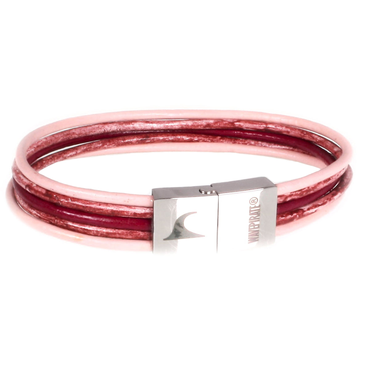 Damen-Leder-armband-donna-rosa-rot-riemen-Edelstahlverschluss-vorn-wavepirate-shop