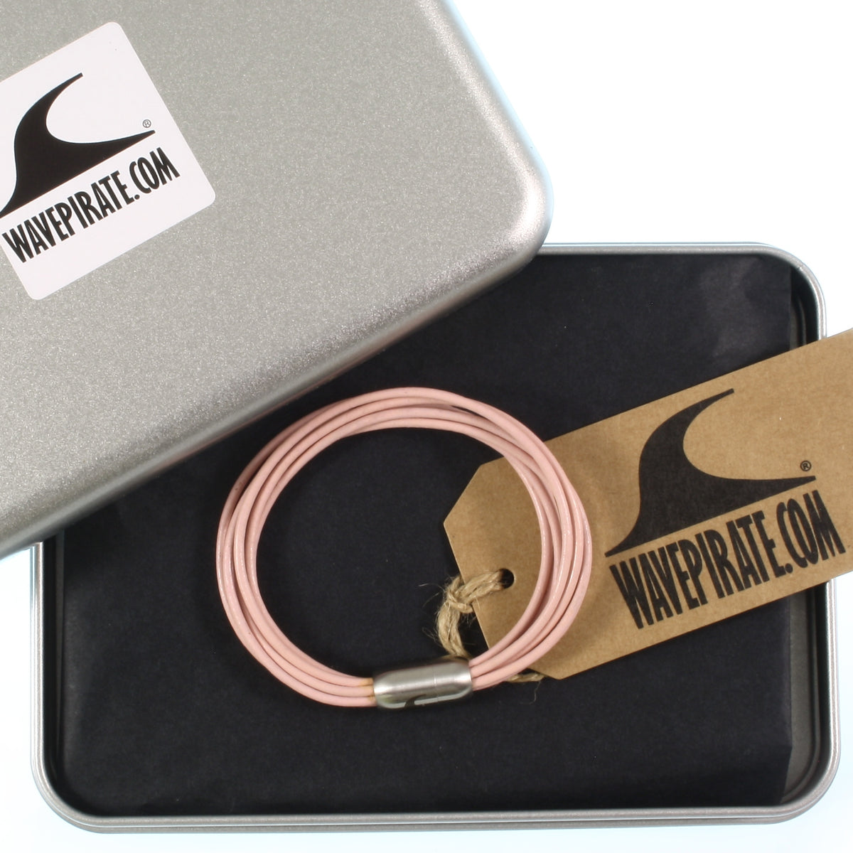 Damen-Leder-armband-fem-rosa-silber-Edelstahlverschluss-geschenkverpackung-wavepirate-shop-r