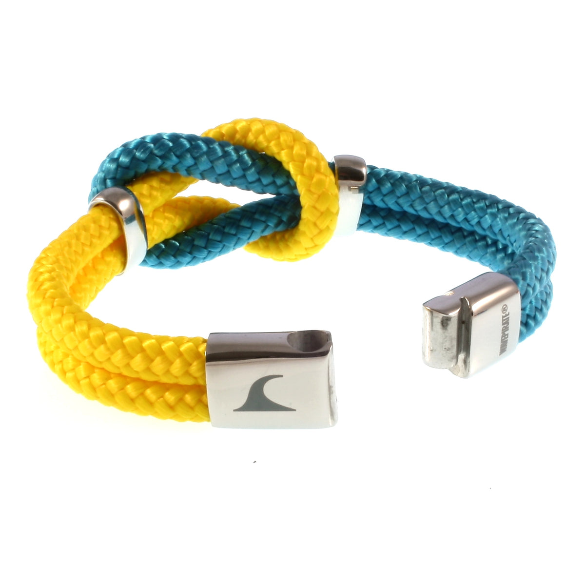 Damen-Segeltau-armband-pure-blau-gelb-silber-geflochten-Edelstahlverschluss-offen-wavepirate-shop-st