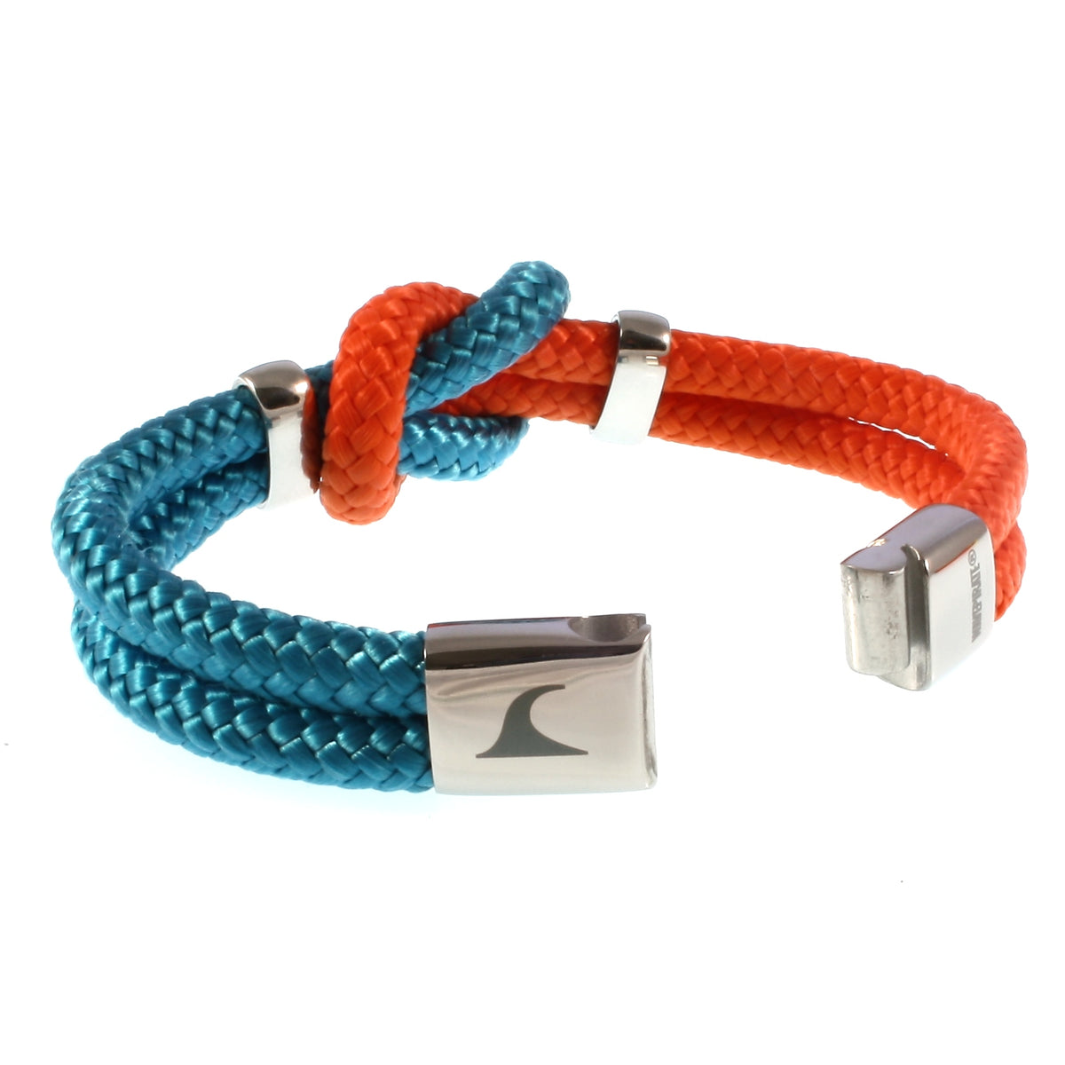 Damen-Segeltau-armband-pure-blau-orange-silber-geflochten-Edelstahlverschluss-offen-wavepirate-shop-st