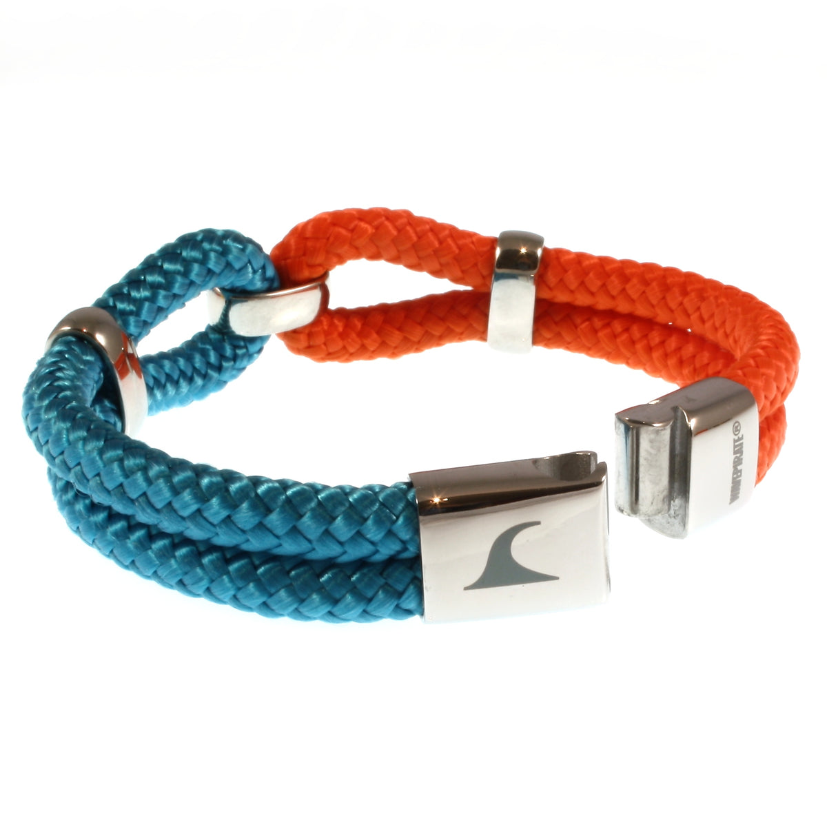 Damen-Segeltau-armband-roma-blau-orange-geflochten-Edelstahlverschluss-offen-wavepirate-shop-st