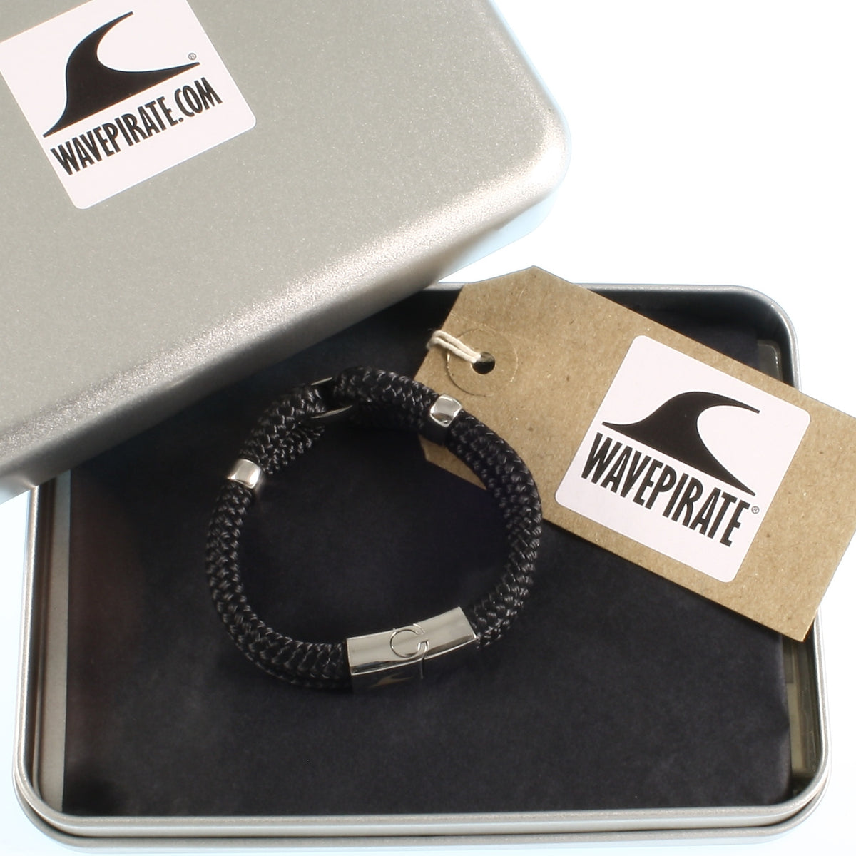 Damen-Segeltau-armband-roma-schwarz-geflochten-Edelstahlverschluss-geschenkverpackung-wavepirate-shop-st