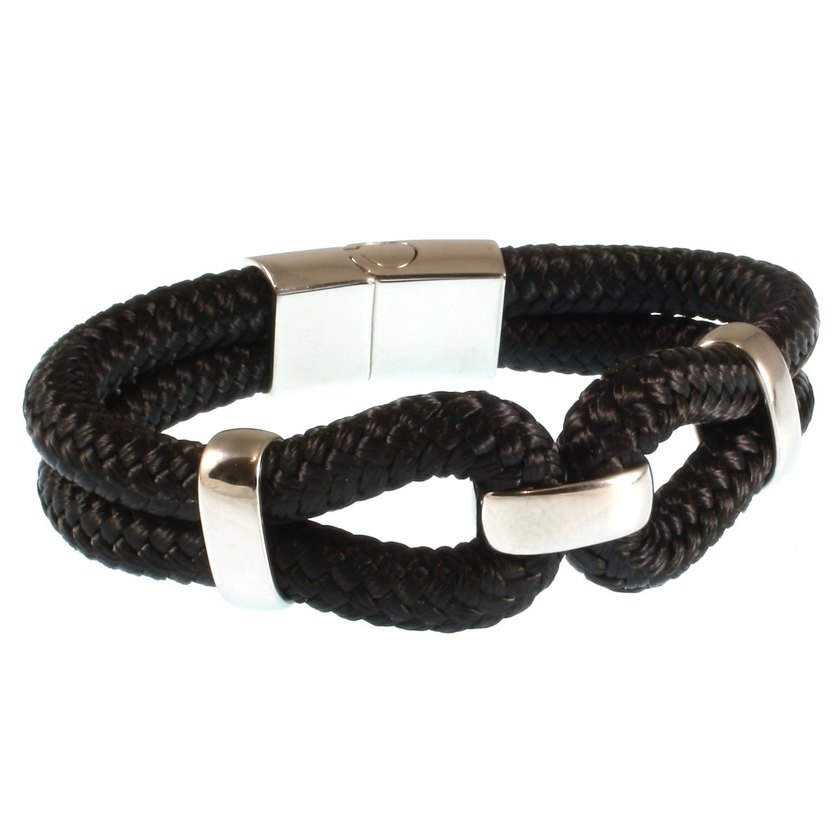 Damen-Segeltau-armband-roma-schwarz-geflochten-Edelstahlverschluss-hinten-wavepirate-shop-st