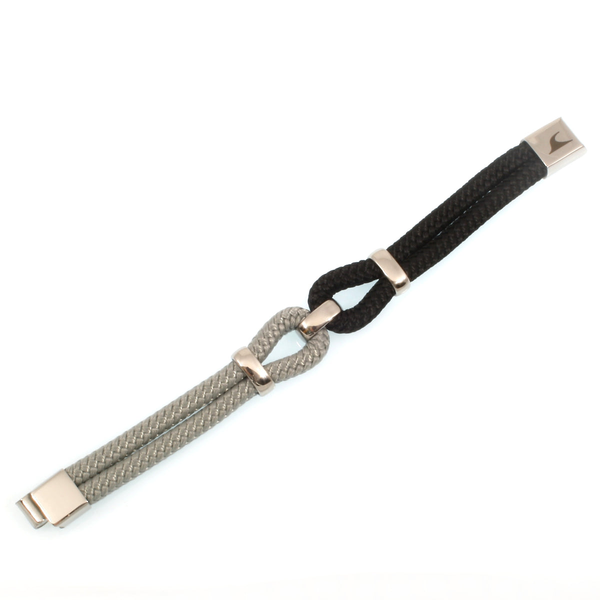 Damen-Segeltau-armband-roma-schwarz-grau-geflochten-Edelstahlverschluss-detail-wavepirate-shop-st
