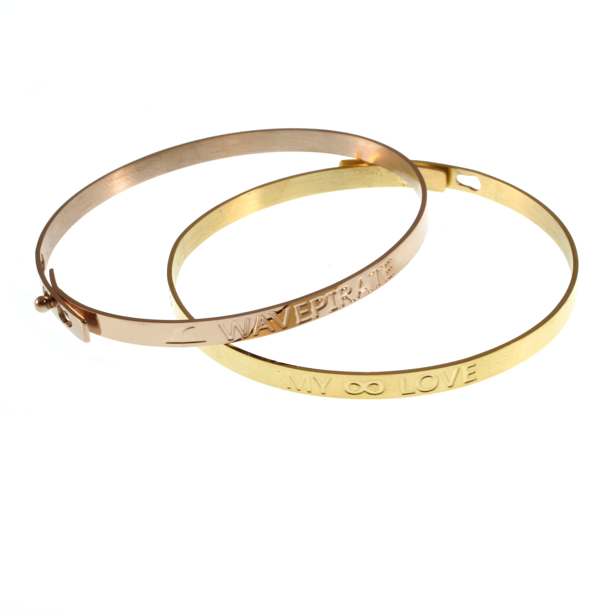 Edelstahl-armreif-Damen-glam-armband-graviert-my-love-set-gold-rotgold-verstellbar-vorn-wavepirate-shop