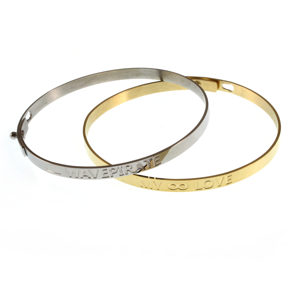 Edelstahl-armreif-Damen-glam-armband-graviert-my-love-set-silber-gold-verstellbar-vorn-wavepirate-shop
