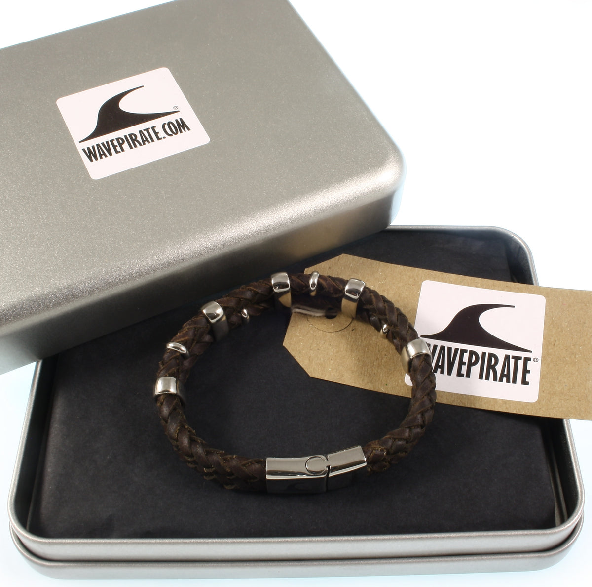 Herren-Leder-Armband-Afrika-braun-geflochten-Edelstahlverschluss-geschenkverpackung-wavepirate-shop-f