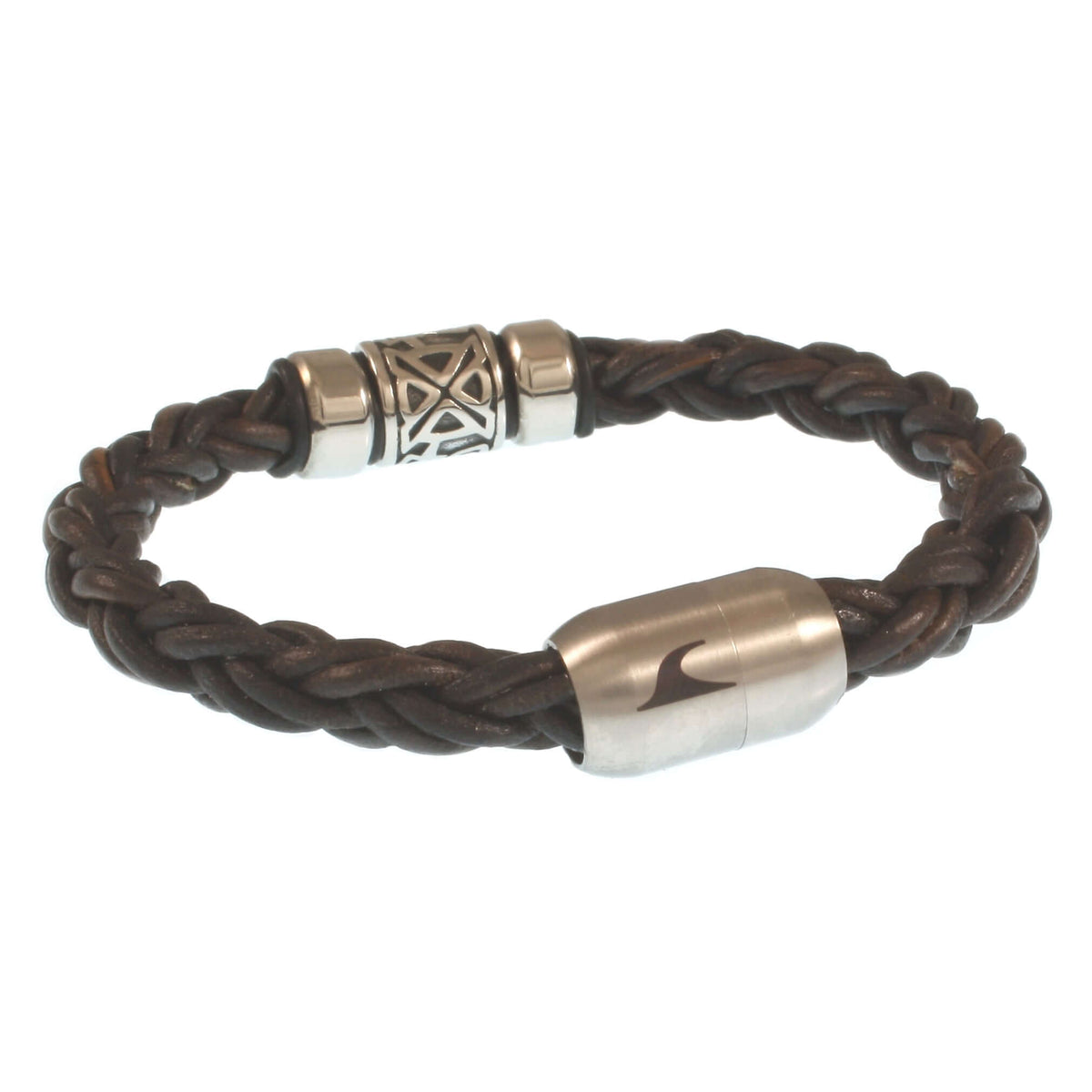 Herren-Leder-Armband-Fuerte-Shine-braun_-geflochten-Edelstahlverschluss-vorn-wavepirate-shop-zo