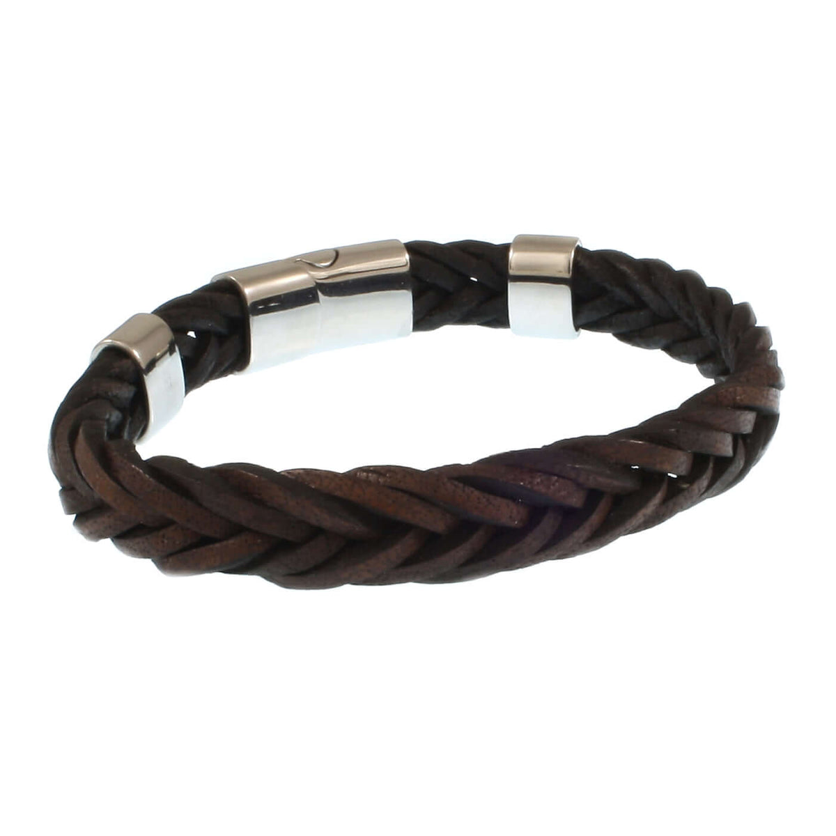 Herren-Leder-Armband-Groove-dunkelbraun-geflochten-Edelstahlverschluss-hinten-wavepirate-shop-10