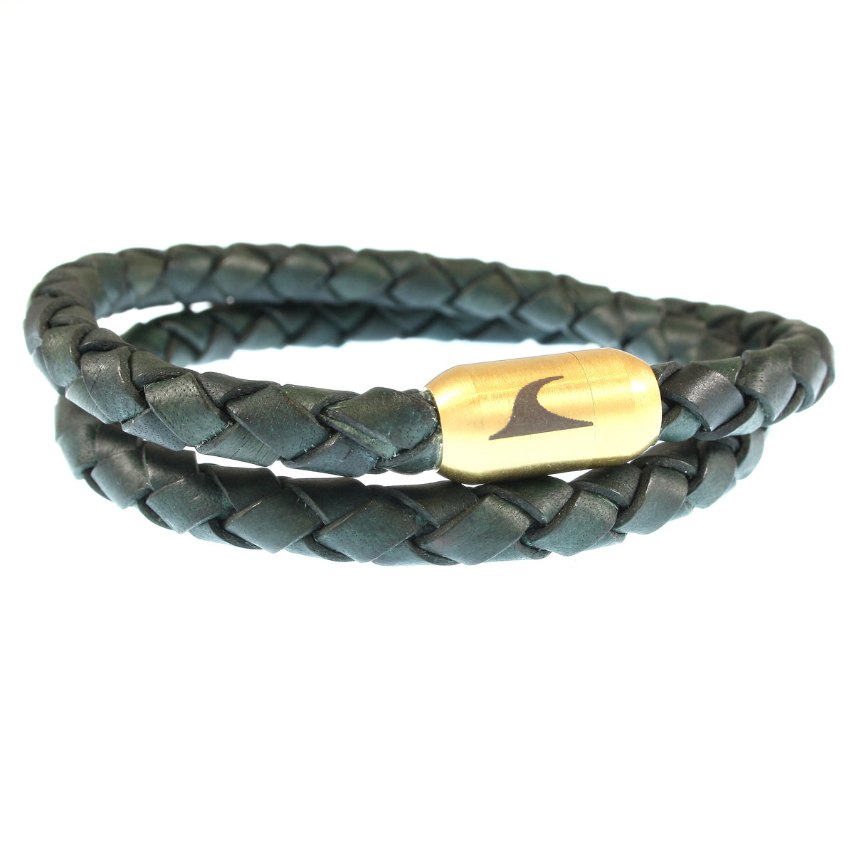 Herren-Leder-Armband-hawaii-gruen-gold-geflochten-Edelstahlverschluss-vorn-wavepirate-shop-f