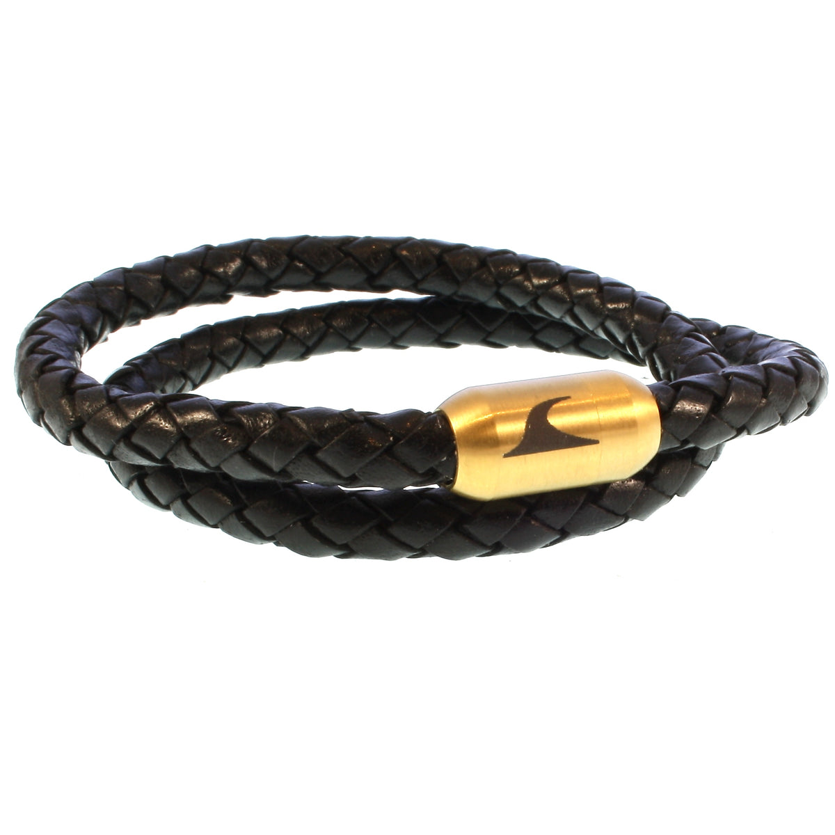 Herren-Leder-Armband-hawaii-schwarz-gold-geflochten-Edelstahlverschluss-vorn-wavepirate-shop-f