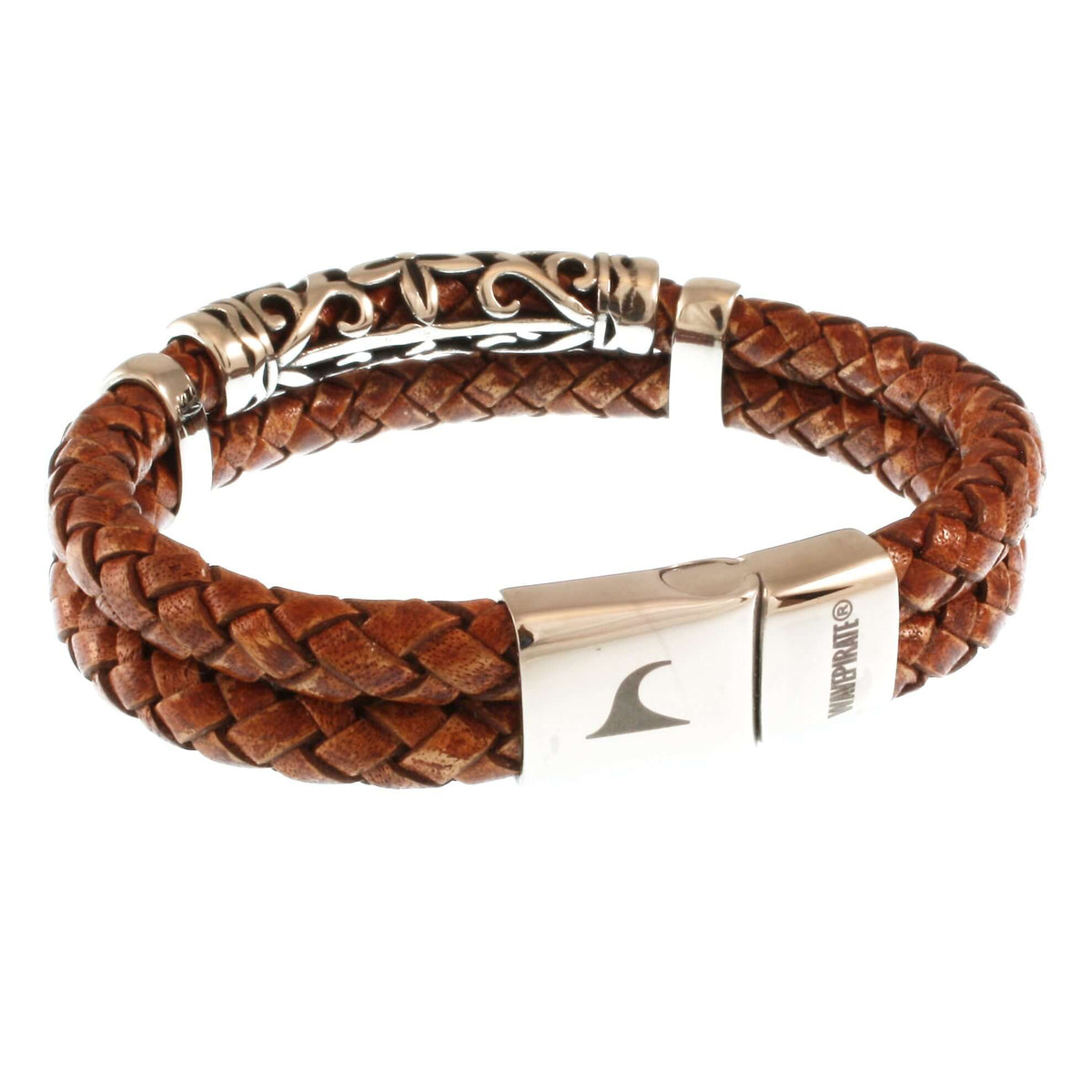 Herren-Leder-Armband-xo-cognac-geflochten-Edelstahlverschluss-hinten-wavepirate-shop-f