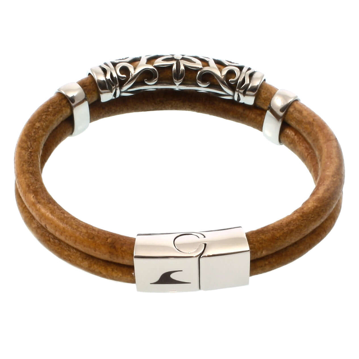 Herren-Leder-Armband-xo-cognac-massiv-Edelstahlverschluss-hinten-wavepirate-shop-r