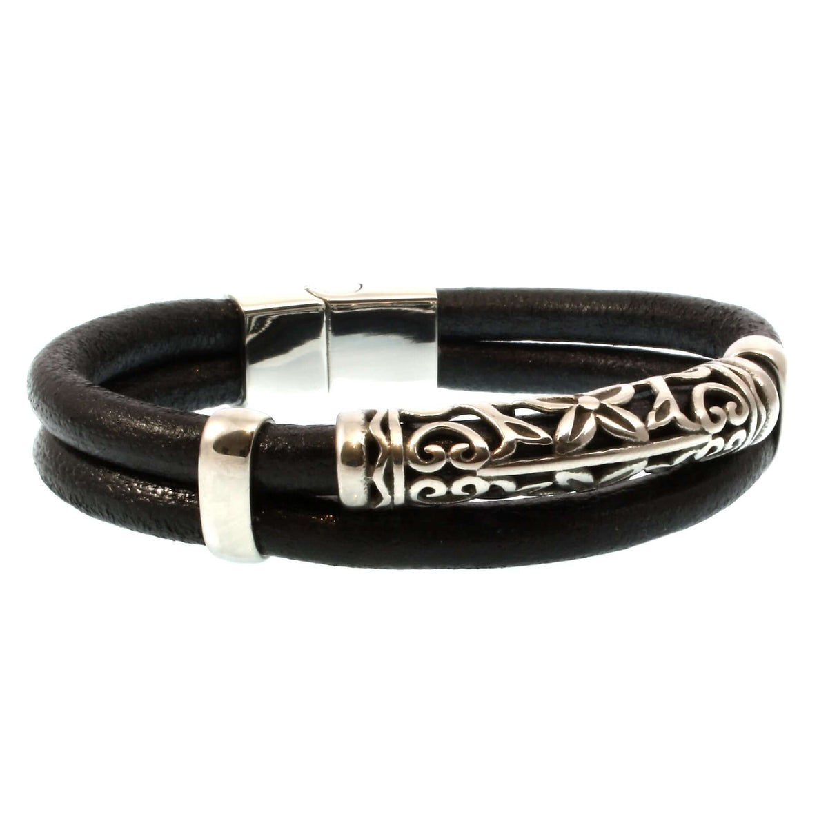 Herren-Leder-Armband-xo-schwarz-massiv-Edelstahlverschluss-vorn-wavepirate-shop-r