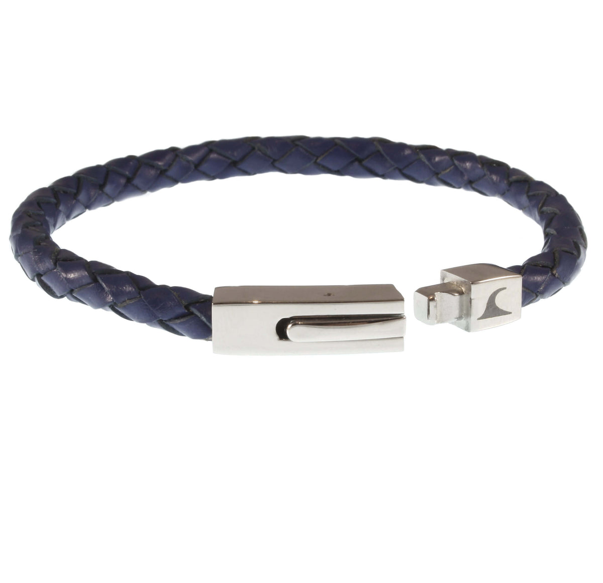 Herren-Leder-armband-damen-one-blau-geflochten-Edelstahlverschluss-offen-wavepirate-shop-f