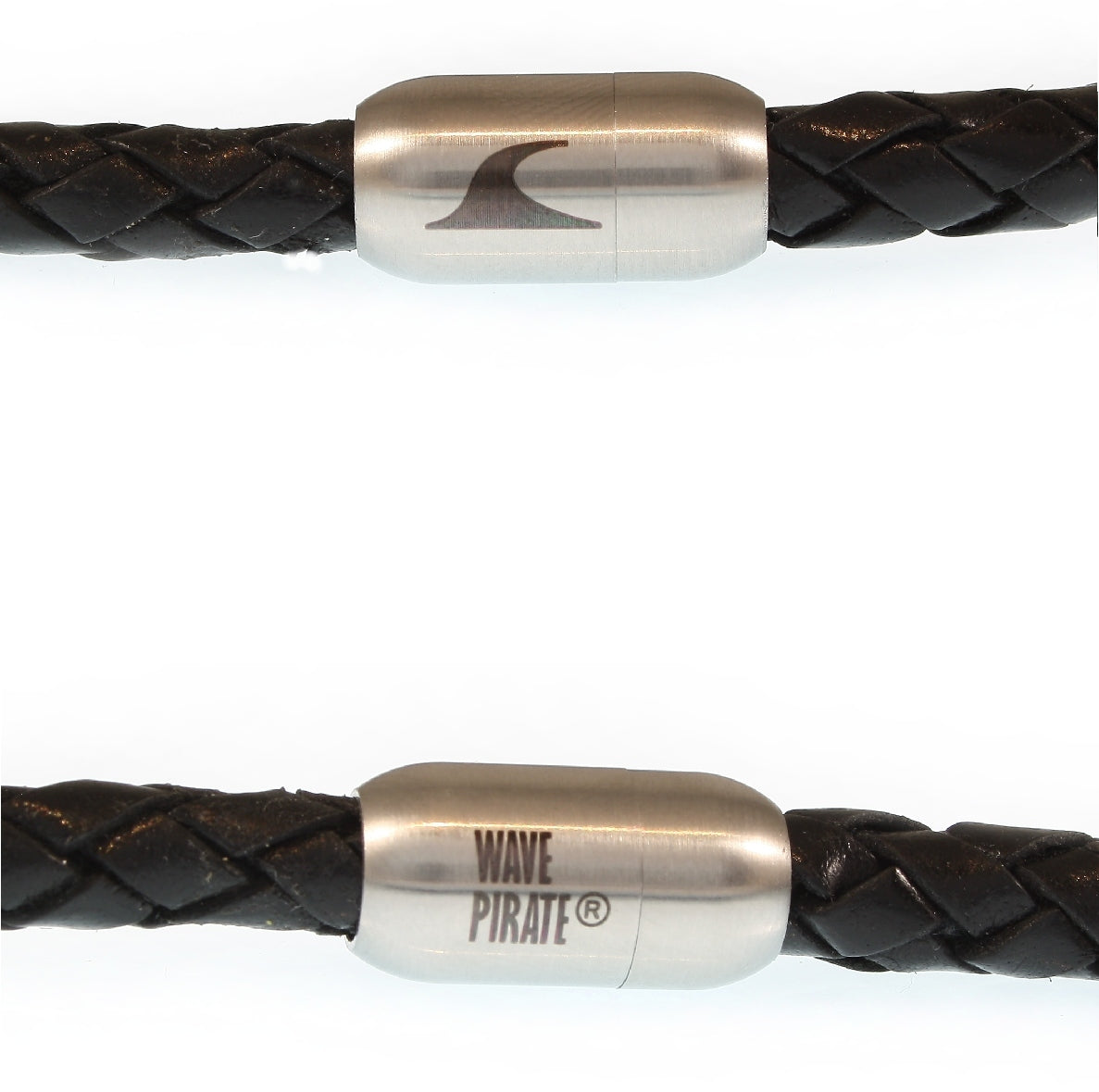 Herren-Leder-armband-steel-schwarz-silber-geflochten-Edelstahlverschluss-detail-wavepirate-shop-f