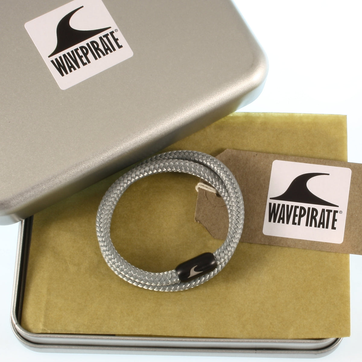 Herren-Segeltau-Armband-hawaii-grau-schwarz-Edelstahlverschluss-geschenkverpackung-wavepirate-shop-st