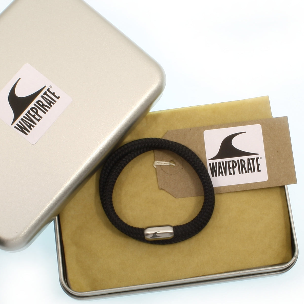 Herren-Segeltau-Armband-hawaii-schwarz-silber-Edelstahlverschluss-geschenkverpackung-wavepirate-shop-st