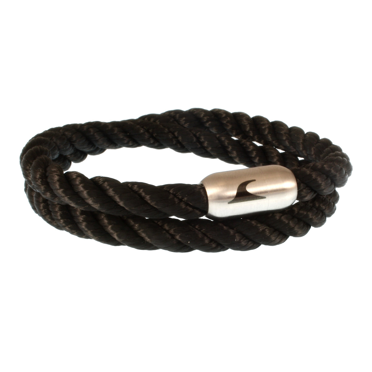 Herren-Segeltau-Armband-hawaii-schwarz-silber-Edelstahlverschluss-vorn-wavepirate-shop-k