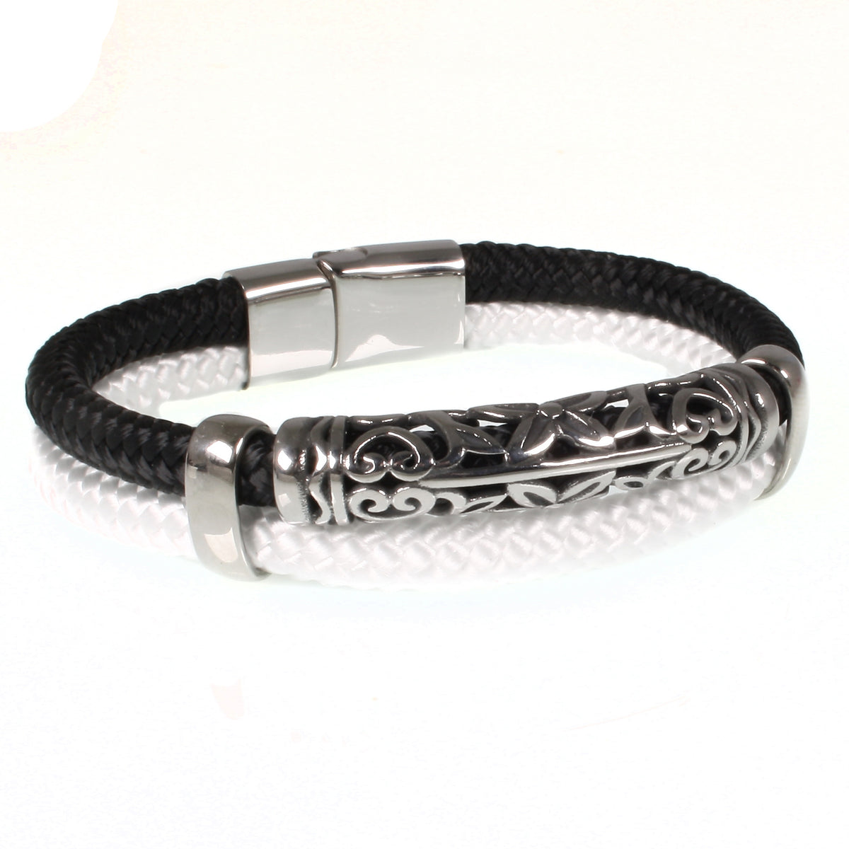 Segeltauarmband XO ST Schwarz Weiß