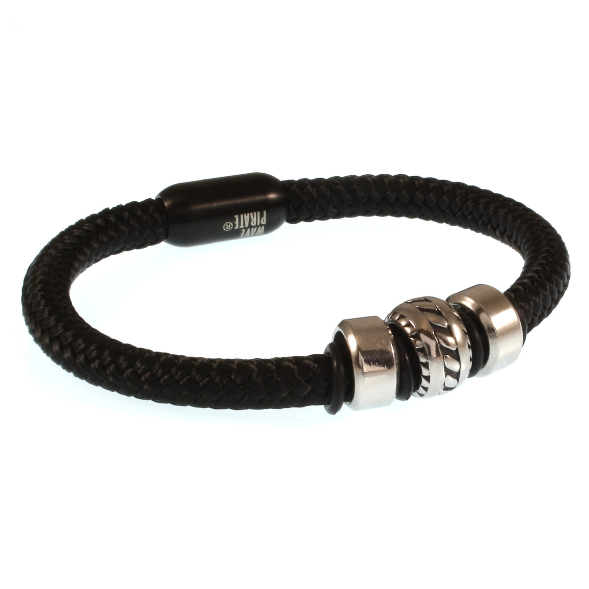 Herren-Segeltau-armband-steel-schwarz-geflochten-Edelstahlverschluss-vorn-wavepirate-shop-r
