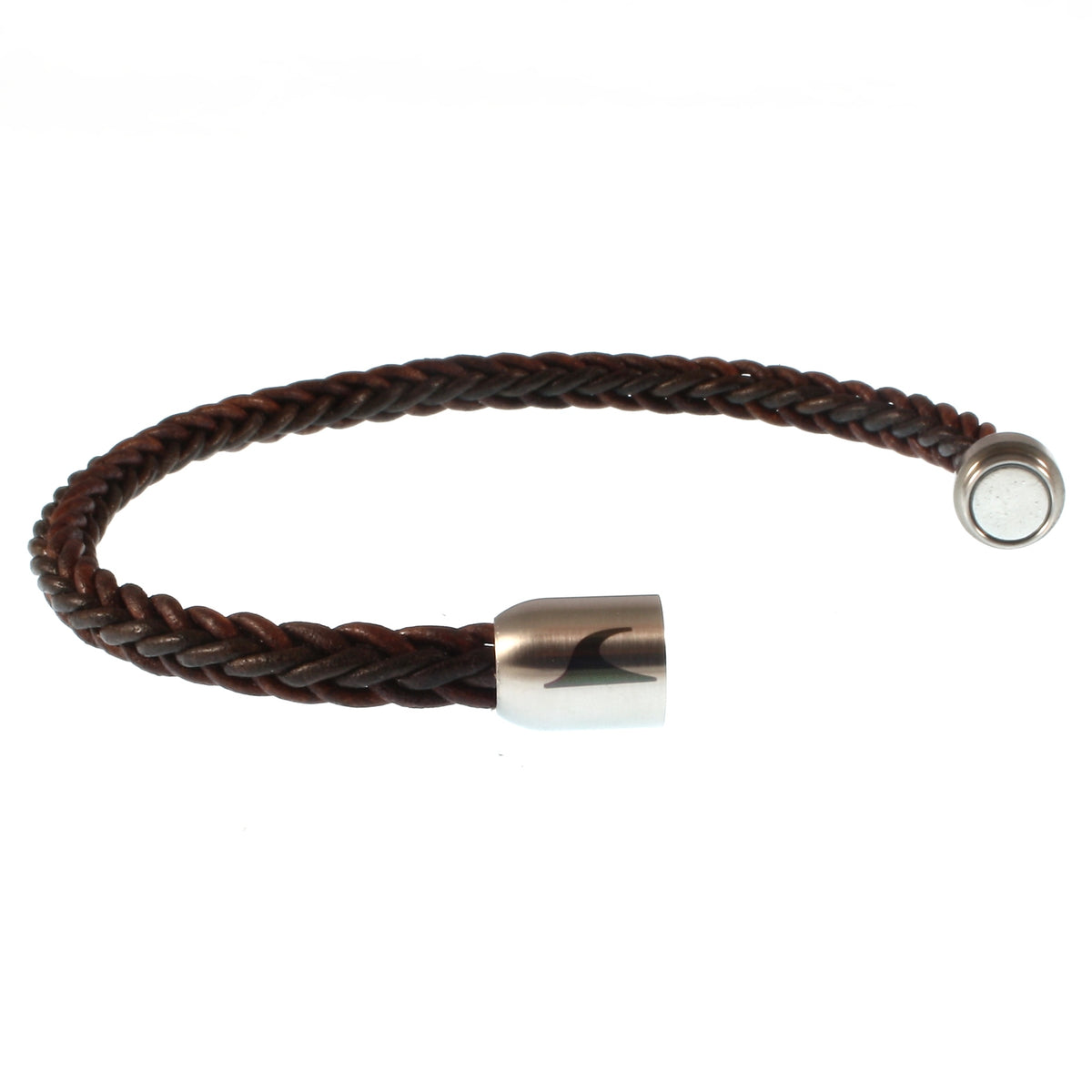 Herren-leder-armband-damen-sylt-braun-silber-geflochten-Edelstahlverschluss-offen-wavepirate-shop-8