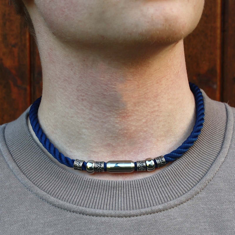 Herren-leder-halskette-damen-atoll-blau-silber-geflochten-Edelstahlverschluss-getragen-wavepirate-shop-z8