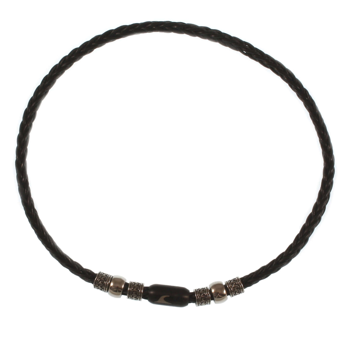 Herren-leder-halskette-damen-atoll-schwarz-geflochten-Edelstahlverschluss-vorn-wavepirate-shop-z8