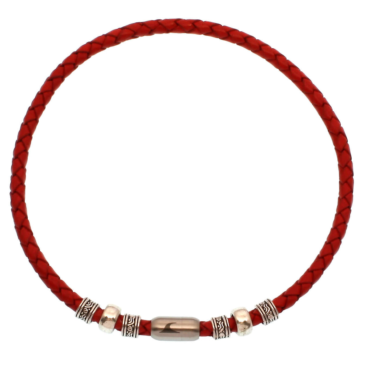 Herren-leder-halskette-damen-charm-rot-silber-geflochten-Edelstahlverschluss-vorn-wavepirate-shop-f