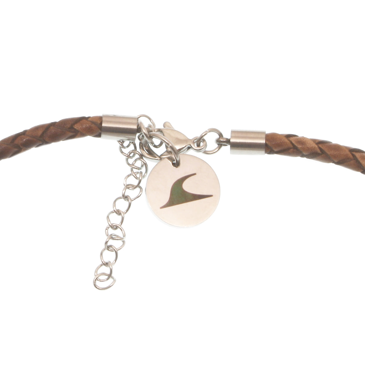 Herren-leder-halskette-damen-moby-wal-cognac-geflochten-Edelstahlverschluss-detail-wavepirate-shop-f1