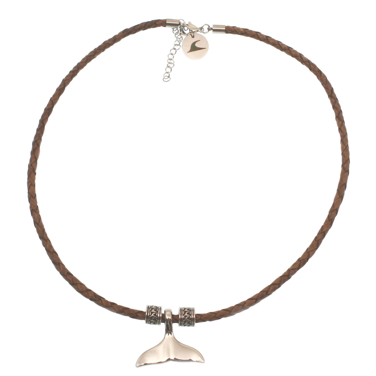 Herren-leder-halskette-damen-moby-wal-cognac-geflochten-Edelstahlverschluss-vorn-wavepirate-shop-f