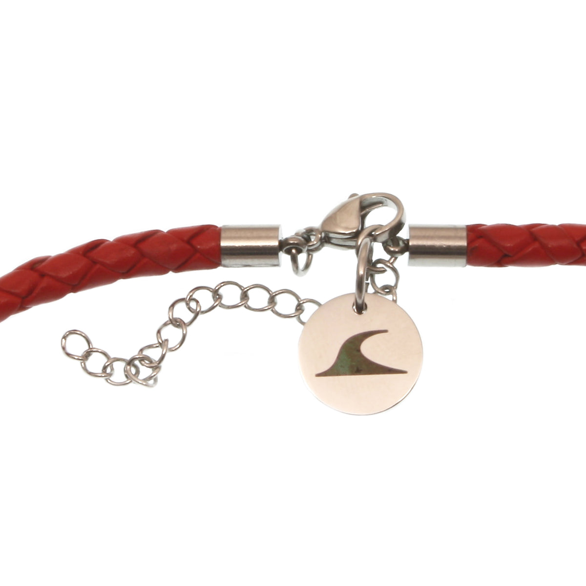 Herren-leder-halskette-damen-moby-wal-rot-geflochten-Edelstahlverschluss-detail-wavepirate-shop-f1
