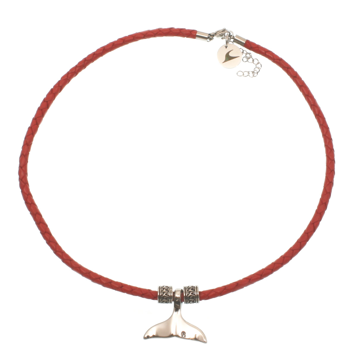 Herren-leder-halskette-damen-moby-wal-rot-geflochten-Edelstahlverschluss-vorn-wavepirate-shop-f