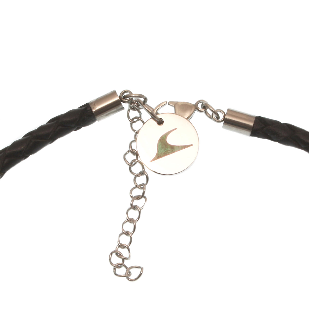 Herren-leder-halskette-damen-moby-wal-schwarz-geflochten-Edelstahlverschluss-detail-wavepirate-shop-f1